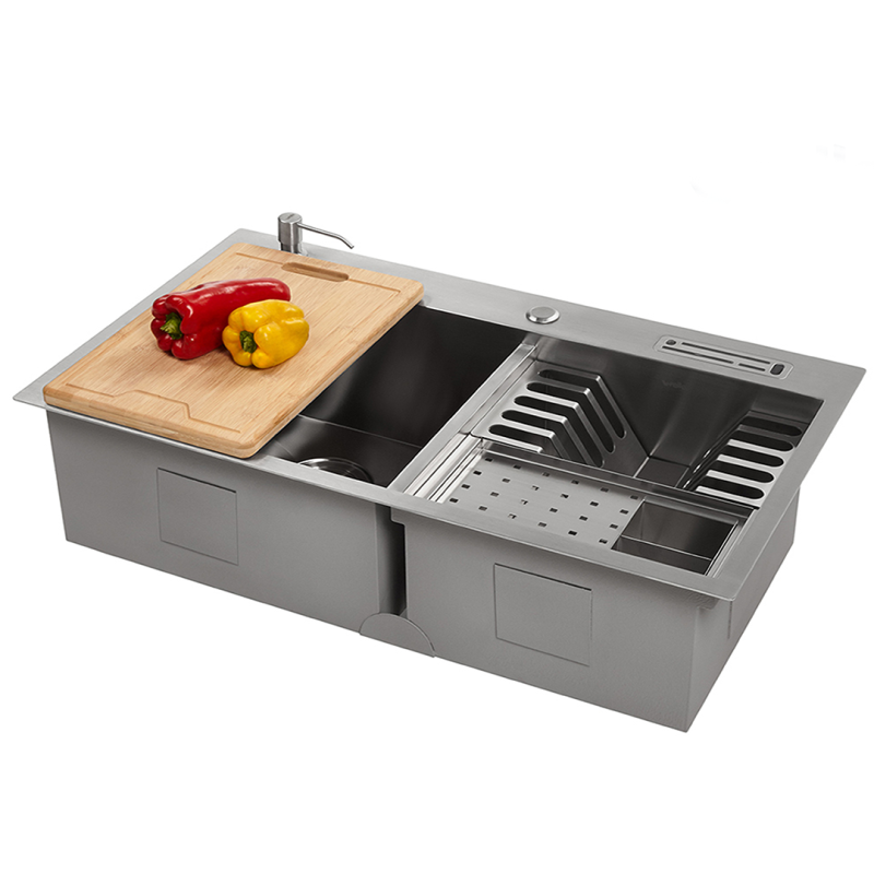 Cuba para Cozinha Dupla Montreal Plus Welle 81x46x22cm Inox 304