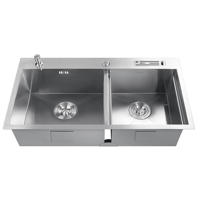 Cuba para Cozinha Dupla Montreal Plus Welle 81x46x22cm Inox 304