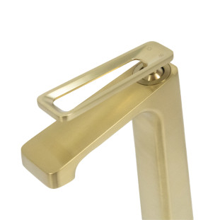 Misturador Monocomando Cyrus Welle Bica Alta Dourado Escovado para Banheiro