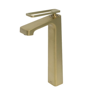 Misturador Monocomando Cyrus Welle Bica Alta Dourado Escovado para Banheiro