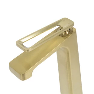Misturador Monocomando Cyrus Welle Bica Alta Dourado Escovado para Banheiro