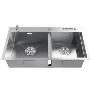 Cuba Dupla Montreal Plus Welle 81x46x20cm Cozinha Inox 304